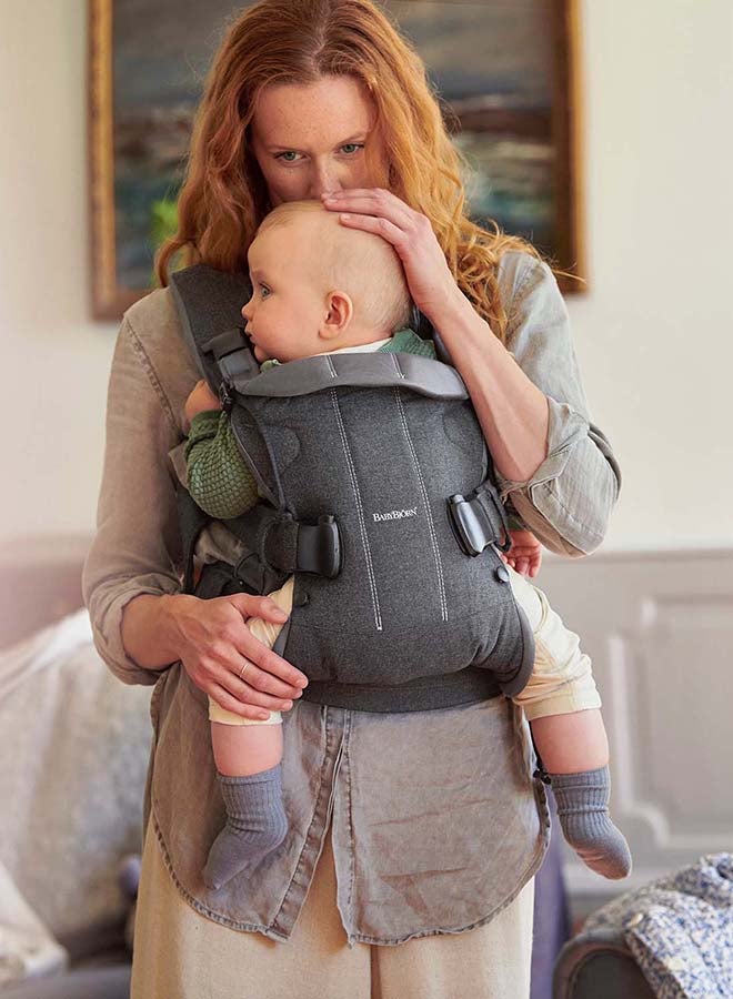 BABYBJORN حمالة أطفال واحدة، منسوجة، رمادي دنيم/رمادي داكن - Image 4